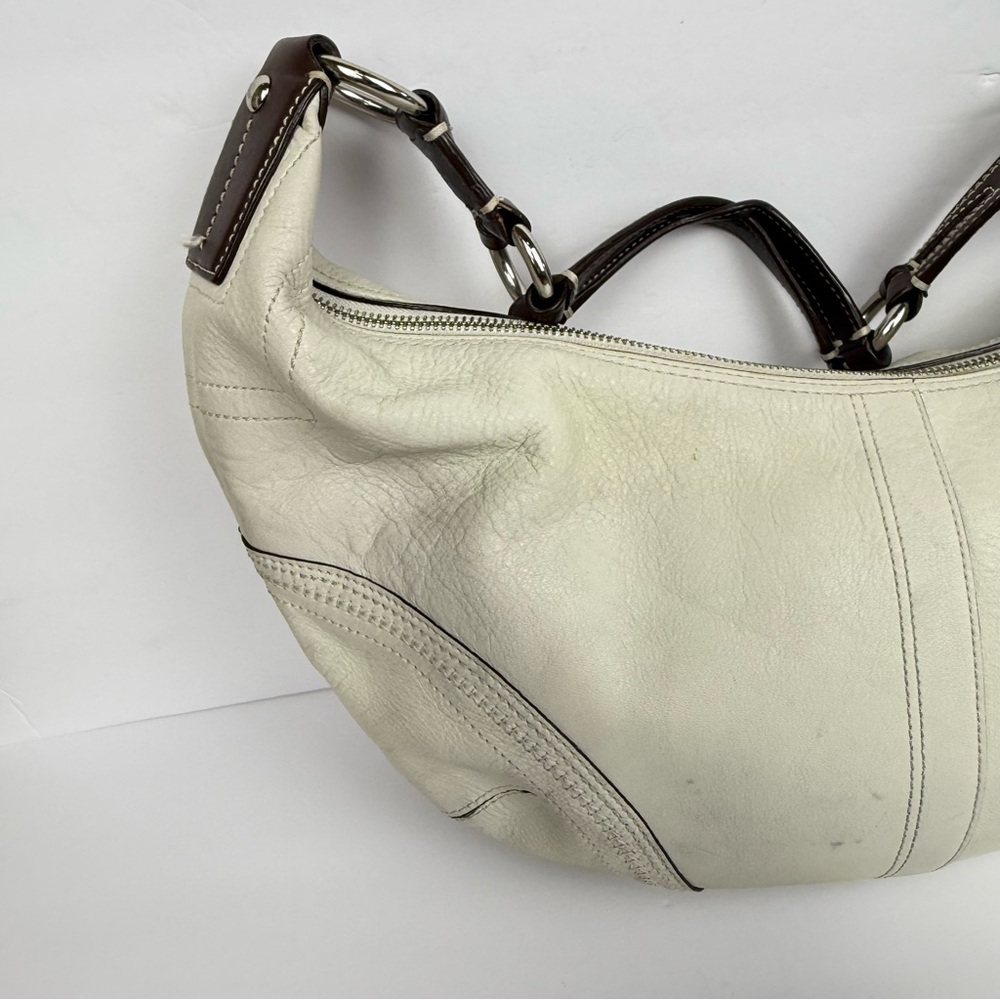 Coach Y2K Shoulder Bag White with Brown Handle - Picture 2 of 7